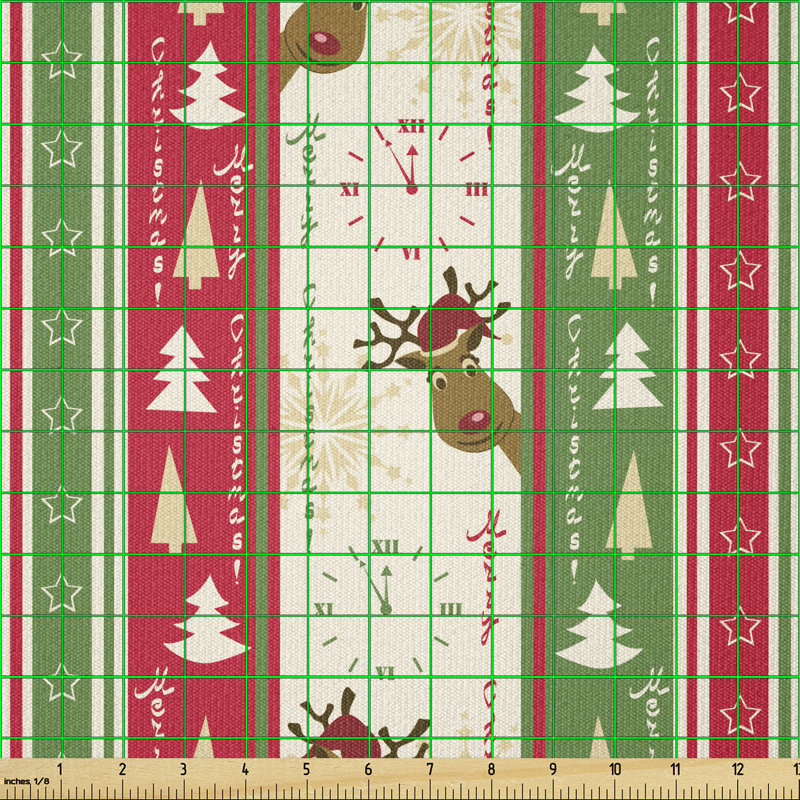 Corinda Merry Christmas Deer Pines Stars Multi-Purpose Fabric