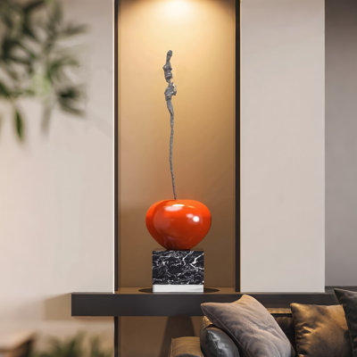 47,24 po, pièce décorative en fibre de verre rouge et grise en forme de cerisier
