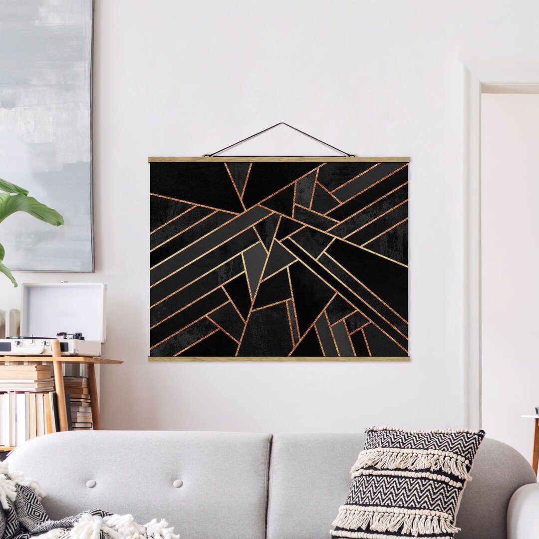 Stoffbild Black Triangles Gold von Elisabeth Fredriksson