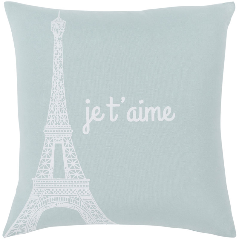 Housse de coussin Motto Ice / White, 20 po x 20 po, Rembourrage du duvet, Bleu