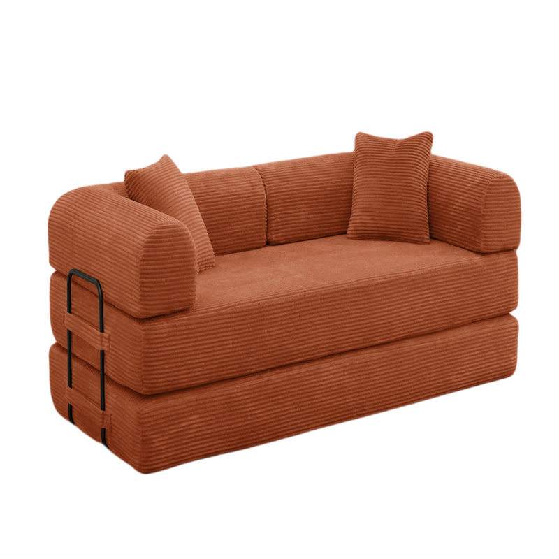 Canapé-lit convertible avec coussin cylindrique et structure fixe pour le salon, la chambre à coucher, le salon et l'atelier