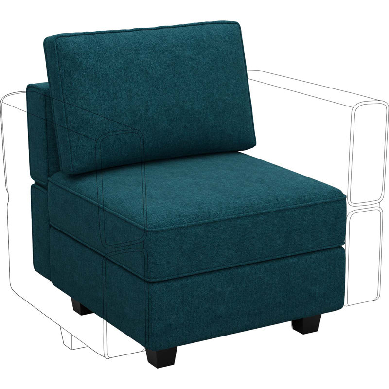 Fauteuil rembourré de 26,4 po de largeur avec dossier rembourré Nakash, Microfibre bleue