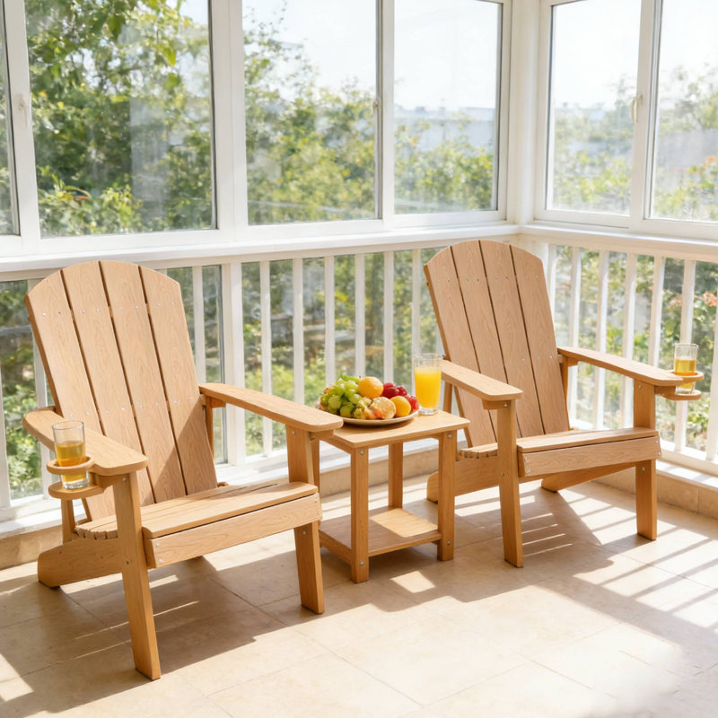 Set of 2 Lounge Chairs Ideal For Backyard Gatherings & Year-Round Outdoor Use, Teak/Brown, 2