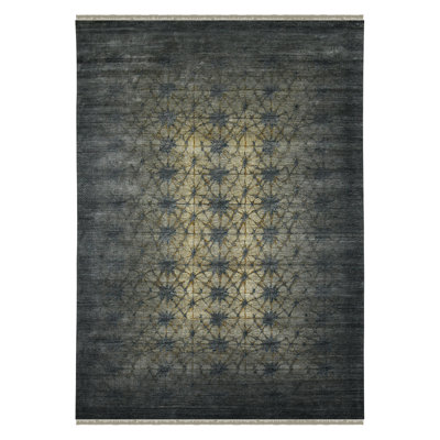 Tapis gris en soie noué à la main Antona