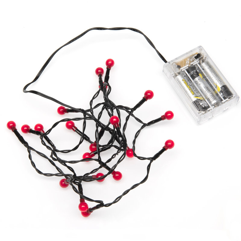 422cm LED Battery Powered 50 - Bulb Wide Angle LED String Light, Red, 392 cm