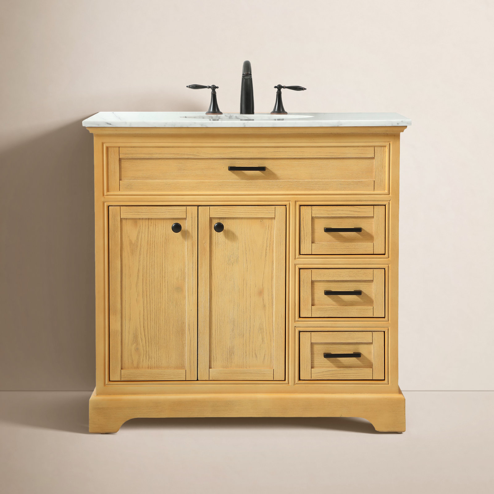 Hermes 36'' Single Bathroom Vanity, Natural Wood