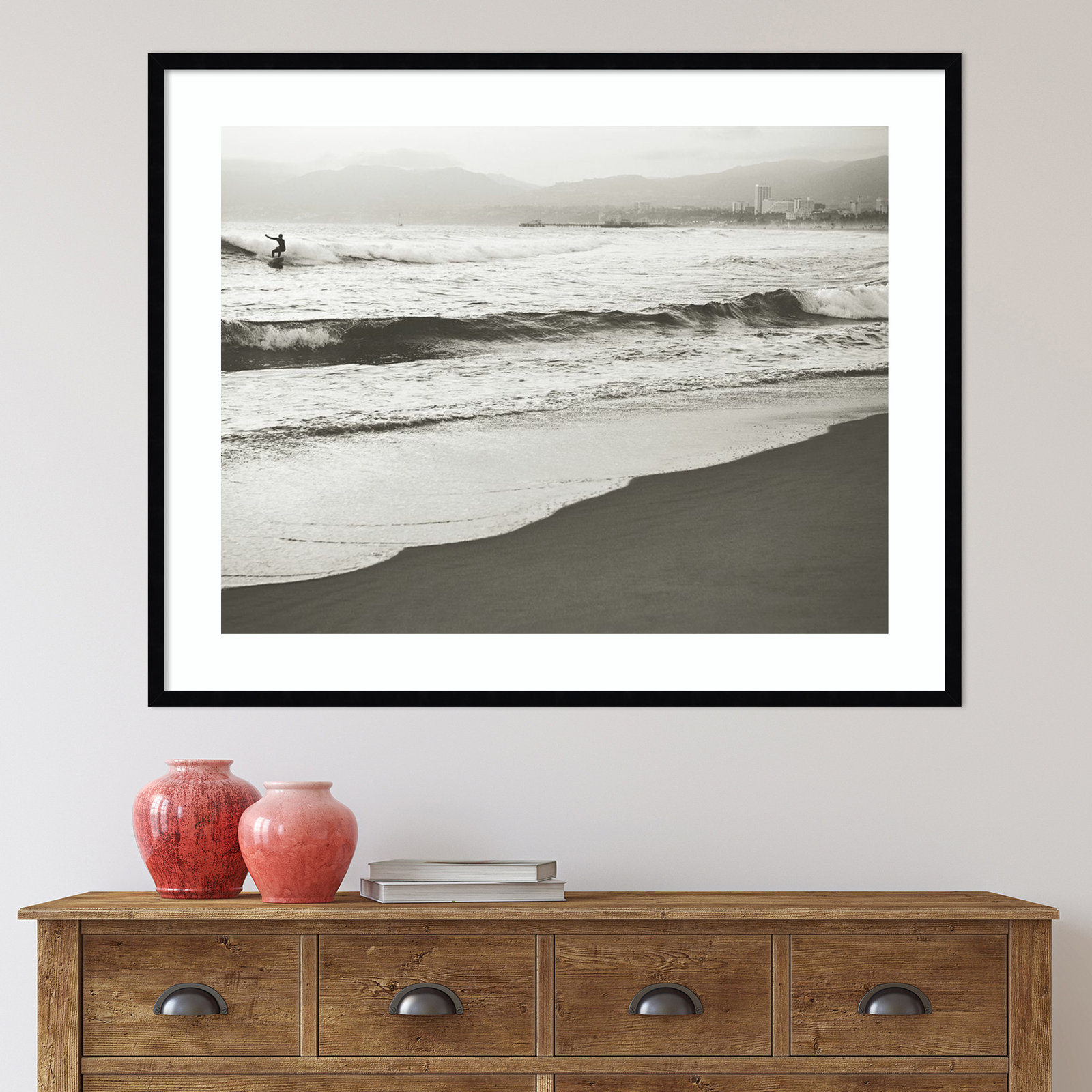 BW Surfer No. 1 by Myan Soffia, 33" H x 41" W, Black Framed