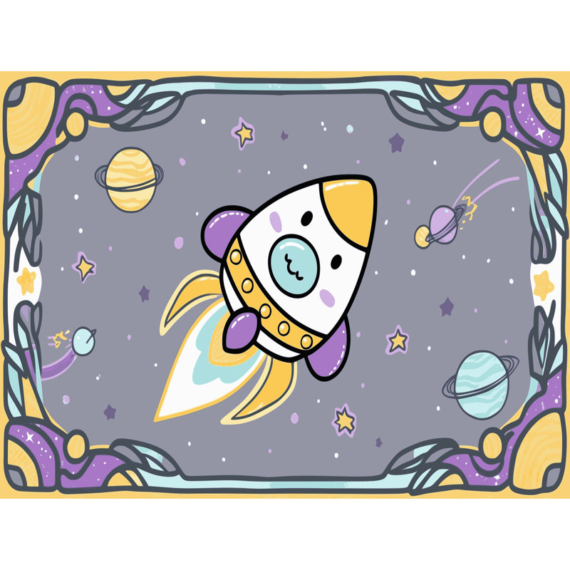 Tapis pour enfants Arnod Space Planets Astronauts, Rectangle 5 pi x 7 pi