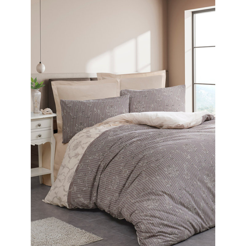 Ensemble de housse de couette simple TG, brun, 61 x 79 | 65% coton / 35% polyester, 120 fils | Lavable à la machine, fermeture à boutons pour housse de couette et taie d'oreiller (1 pièce, 31,5 x 31,5) | Literie douce et durable essentielle