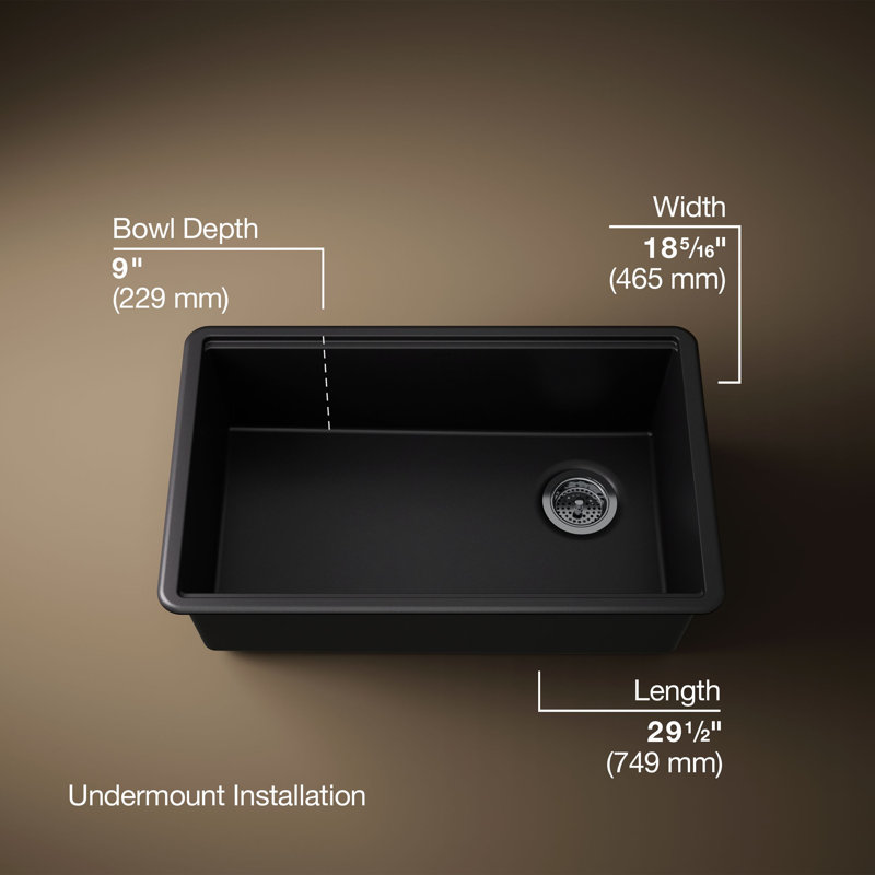 Billings Undermount Single-Bowl Workstation Kitchen Sink, Matte Black