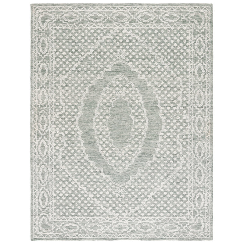 Tapis ivoire / gris en laine touffeté à la main Ramintas, Rectangle 8 pi x 10 pi