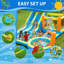 Inflatable Water Park 8-in-1 with Large Pool & Double Slides – Climbing Walls, Bounce House, Durable Oxford, Complete Set with 550W Blower – Indoor/Outdoor Play for Kids