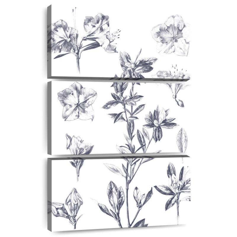Harnek Lithograph Florals I - bleu, H 32 po x l 20 po