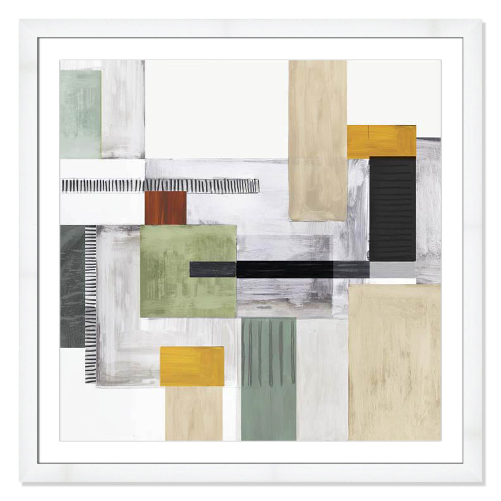 Playful Blocks Print, 37.5" H x 37.5" W x 1.25" D, White Cube Framed