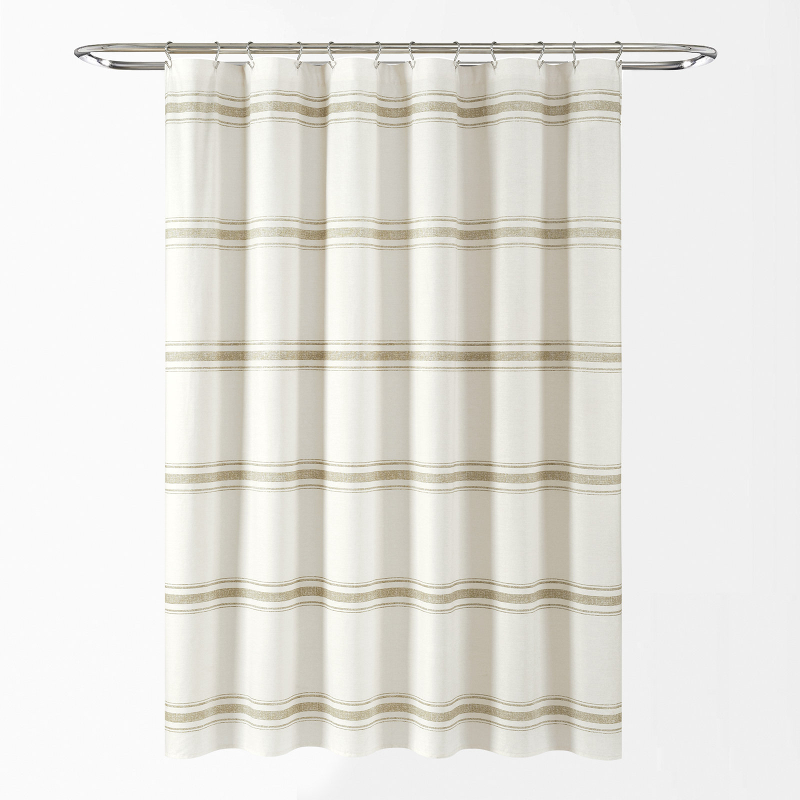Gilroy Cotton Striped Shower Curtain, Nautral