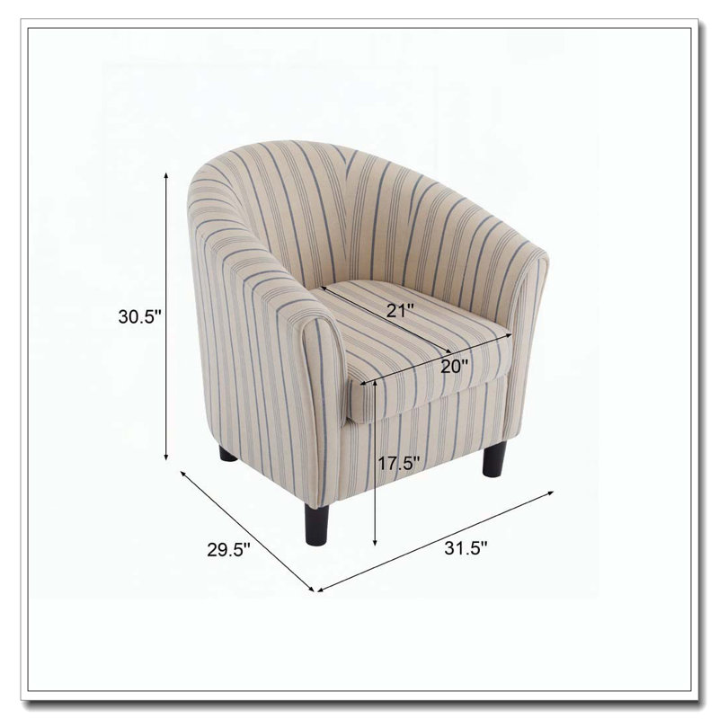 Fauteuil demi-tonneau rembourré avec accoudoirs évasés