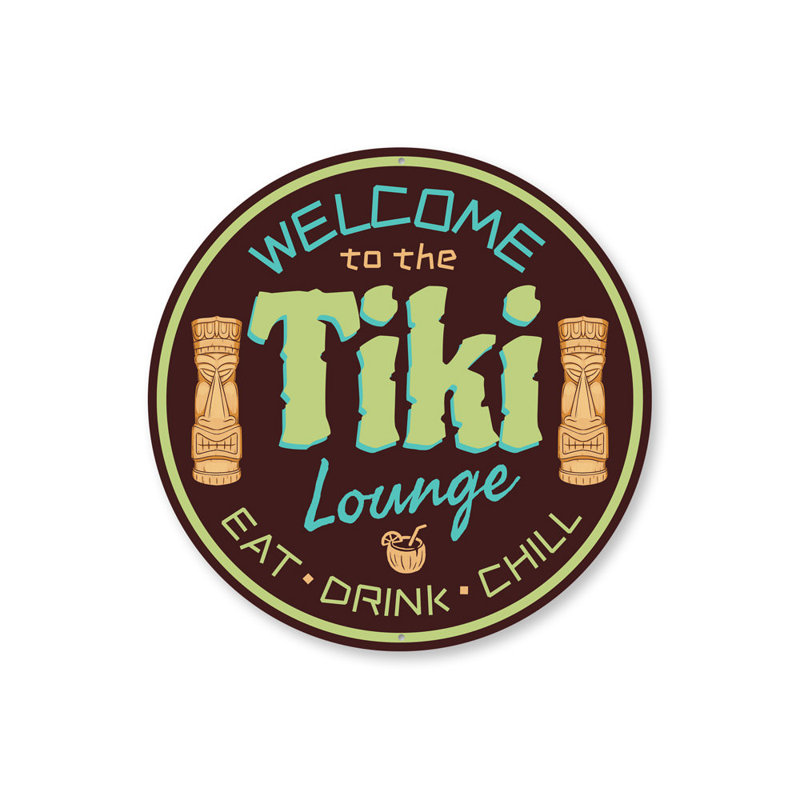 Plaque en aluminium Welcome Tiki Lounge, H 12 po x l 12 po x P 0,04 po