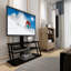 Support TV en verre trempé noir réglable en hauteur pour téléviseurs de 32 à 65 pouces et optimisation de l'espace avec option Better Fit