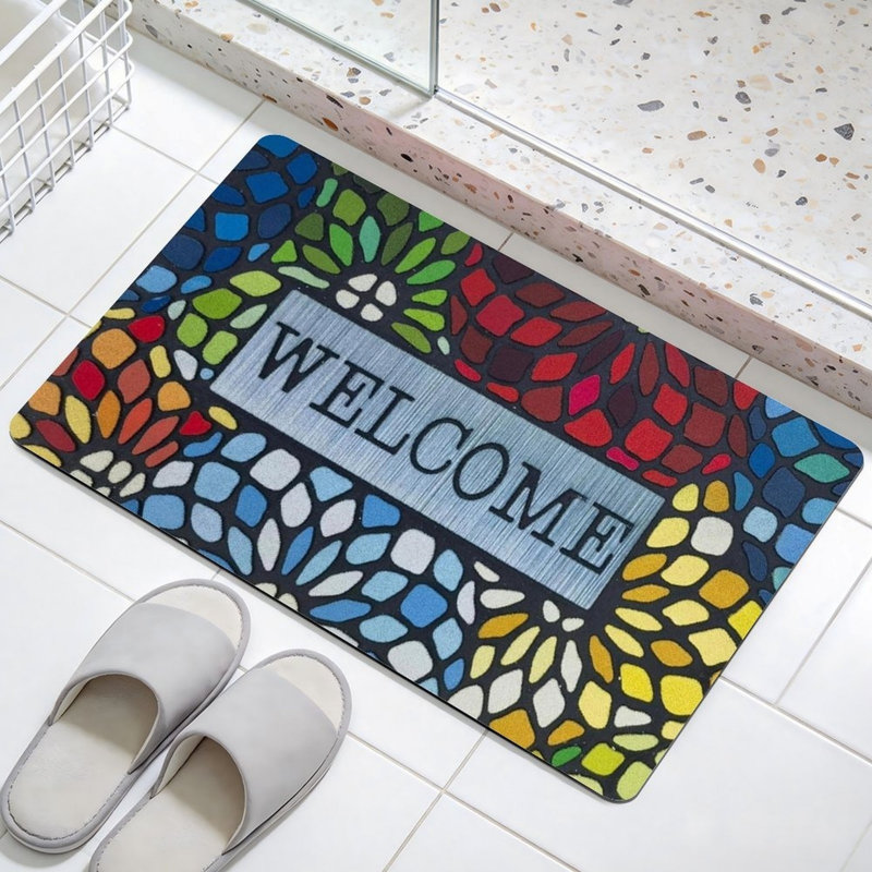 Multicolore, tapis de porte à motif floral Mosaic, pour patio et jardin, 24 po x 36 po