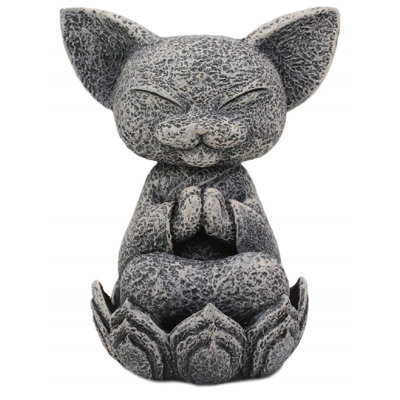 Figurine Eisuke Feng Shui Zen méditant un chat japonais Jizo sur un trône de lotus
