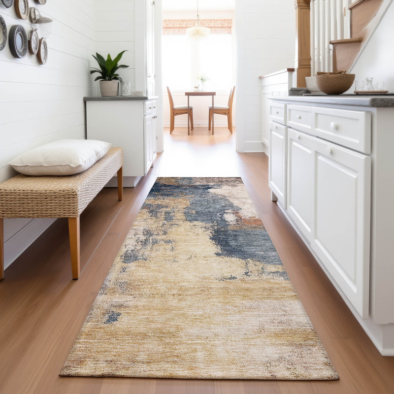 Tapis moderne lavable à la machine de qualité supérieure AMF1068, Tapis de couloir 2 pi 3 po x 7 pi 6 po