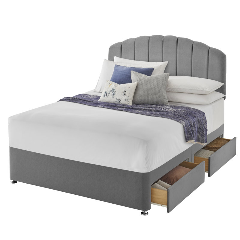 Silentnight upholstered premium Divan bed - base only, 4 Drawers, Super King (6'), Slate Grey