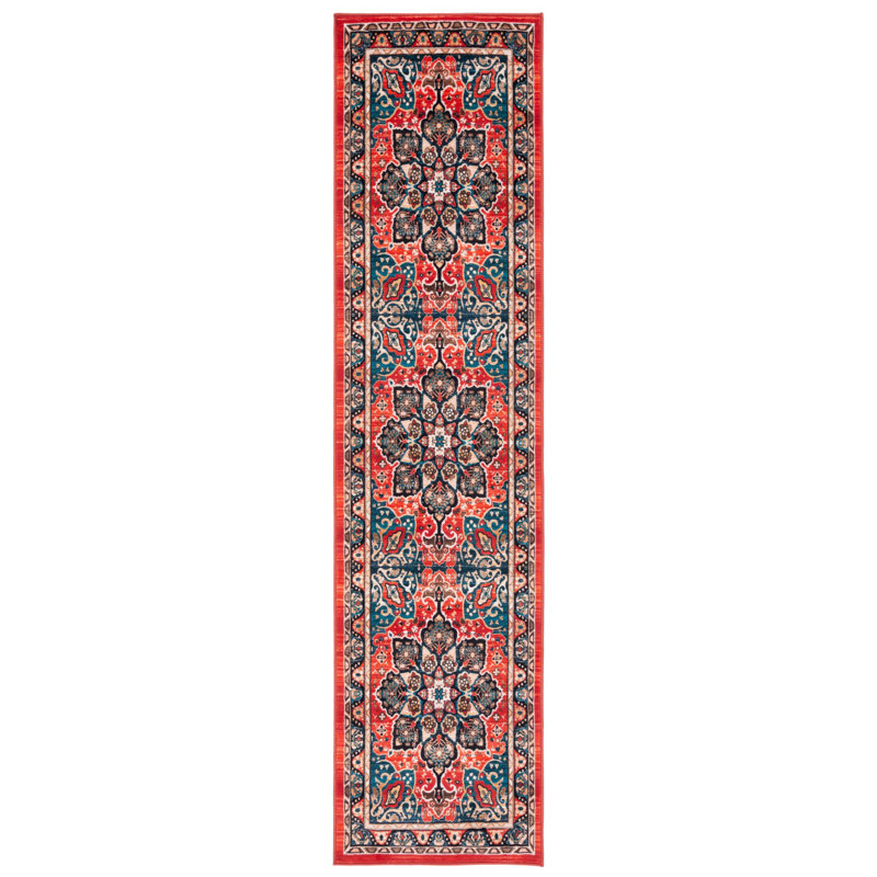 Tapis oriental noir / rouge Manado, Tapis de couloir 2 pi 2 po x 9 pi