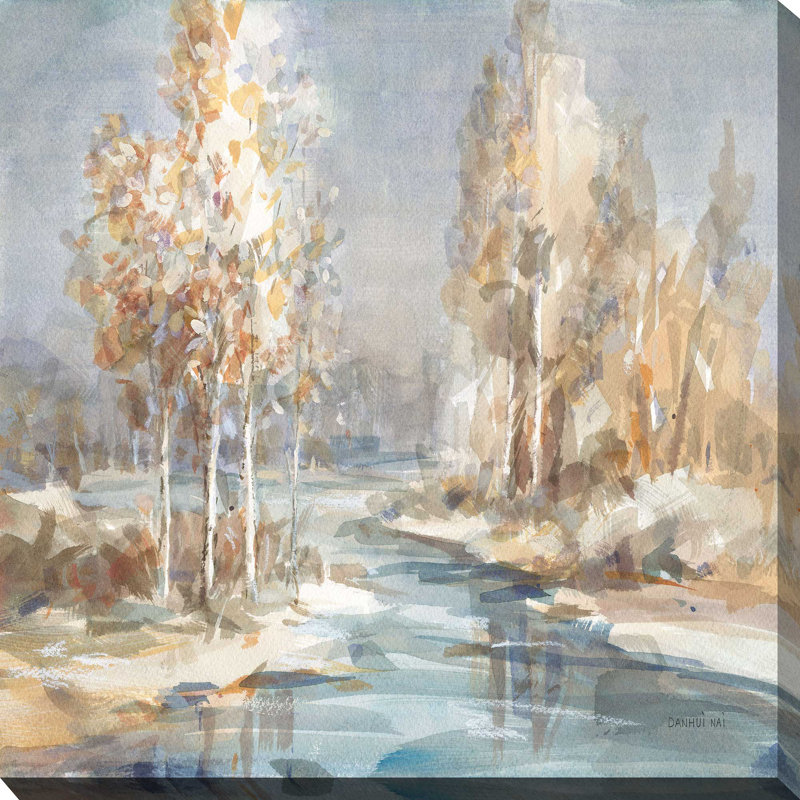 «Flowing River» par Danhui Nai - peinture, L 18 po x H 18 po, Toile tendue