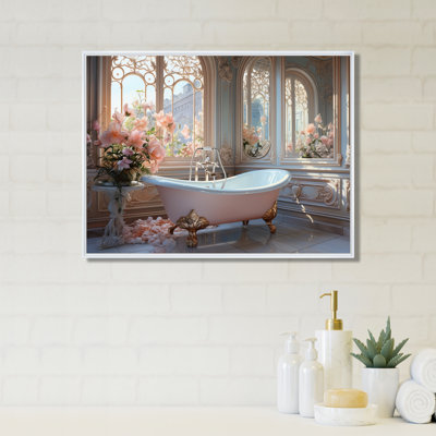 «Bathroom Ethereal Glow III» - Impression sur toile encadrée pour salle de bain