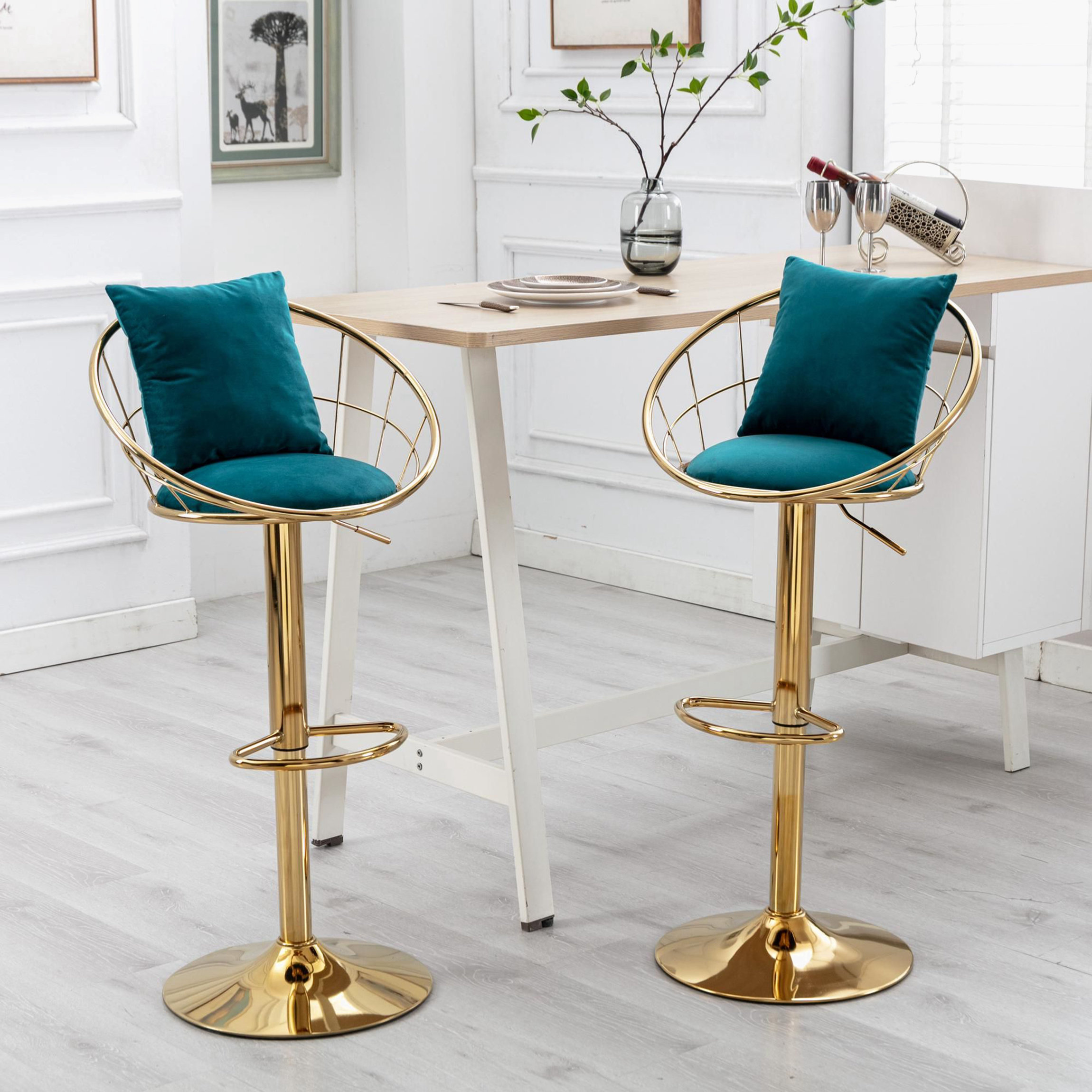 Everly Quinn Nakyra Swivel 23.25'' Counter Stool | Wayfair