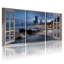 Ensemble de 3 tableaux sur toile représentant la silhouette de la ville vue de la fenêtre-99032405