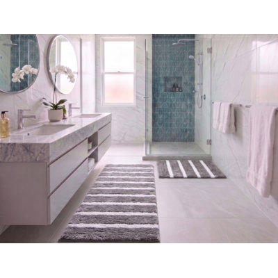Ensemble de tapis et de tapis pour salle de bain en microfibre 2 pièces - doux, absorbant et antidérapant