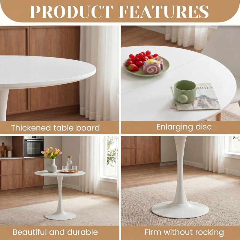 Kingsley Round Dining Table, White