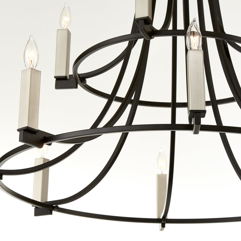 Lustre étagé de style bougie à 12 lumières Analie, Noir