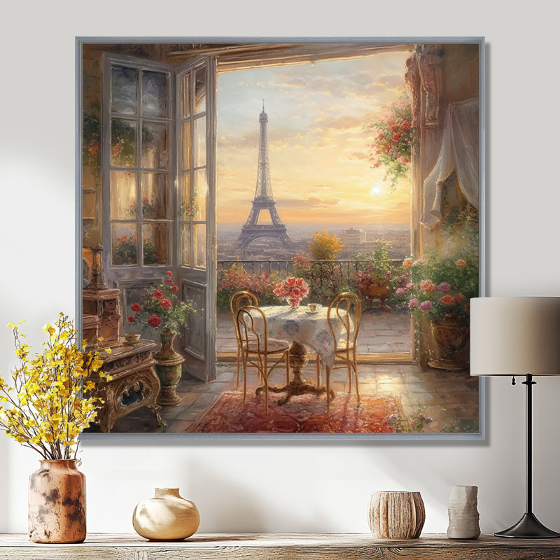 «Beautiful Eiffel Tower In Paris II», reproduction d'art sur toile encadrée Paris, H 30 po x l 30 po, Argent argent