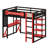 Space-Saving Loft Bed with Workstation, Open Shelves, Built-in Outlets & Ambient Light-1005193988
