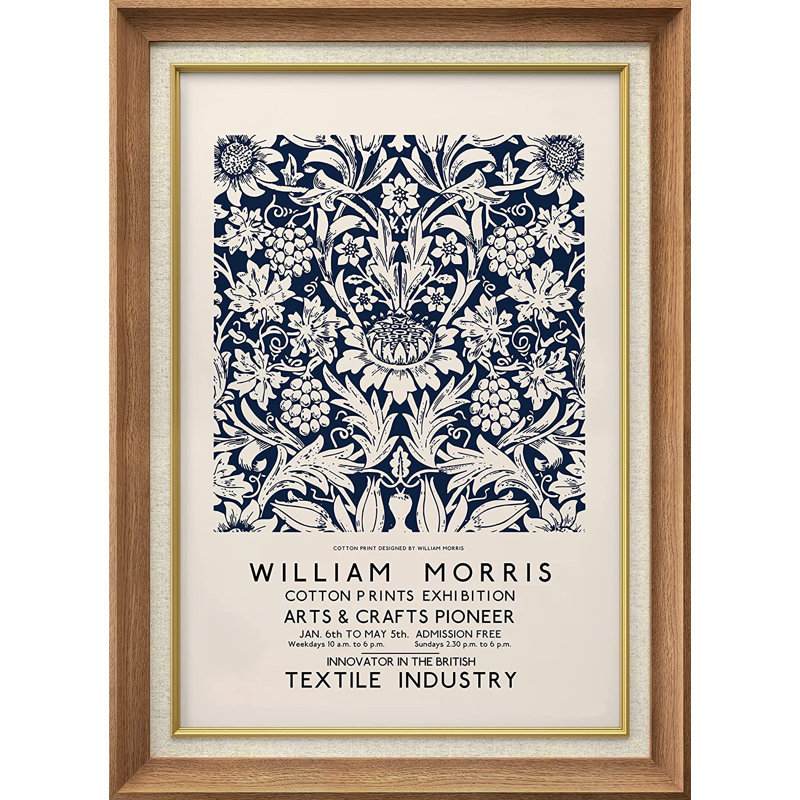 Fleur par William Morris - peinture sur toile encadrée, Naturel