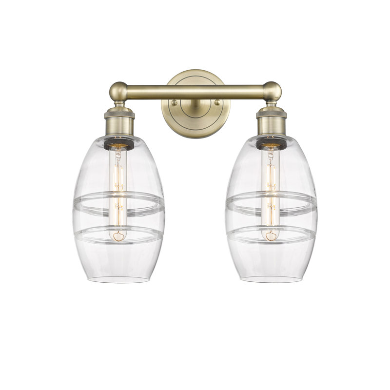 Éclairage pour meuble-lavabo à 2 lumières Kusham, Transparent, Laiton antique