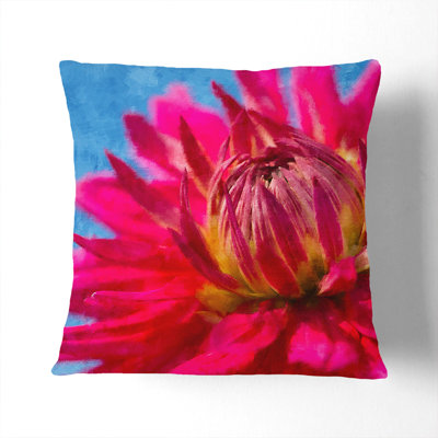 The Pink Flower Painting Square Throw Cushion