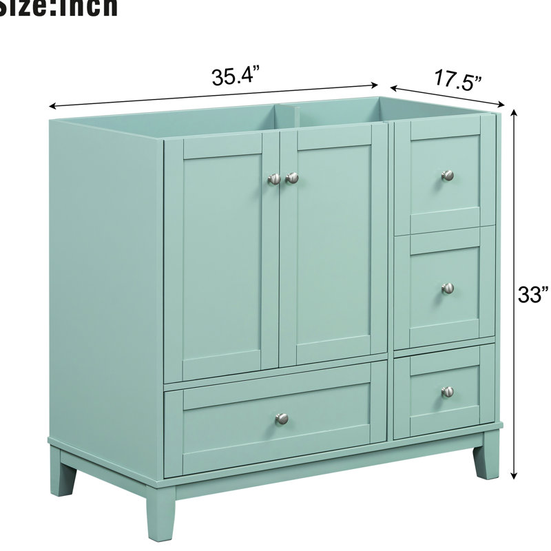 Meuble-lavabo de 36 po avec armature minimaliste élégante en bois massif et capacité de rangement suffisante
