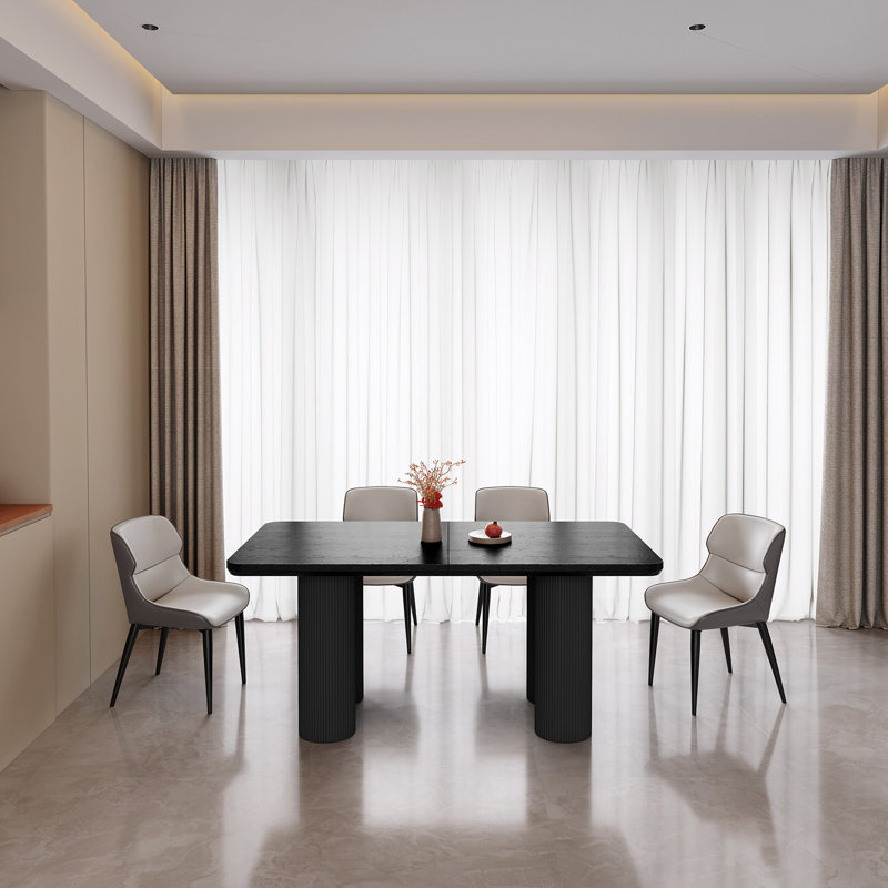 62.99" Modern Rectangle Black Dining Table Set with 4 Chairs for Kitchen, Bar, Living Room, 5-Piece (1 Table,4 chairs)