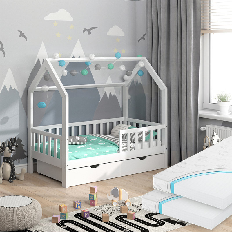 Laney Standard House Beds with Trundle Included, White