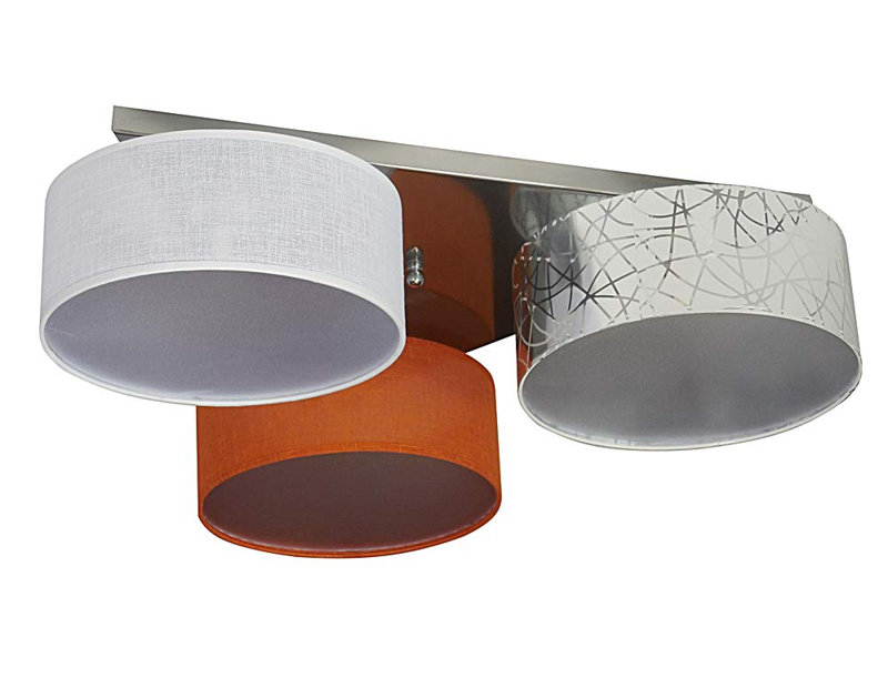 Pulley Fabric Semi Flush Mount, Silver/White/Orange
