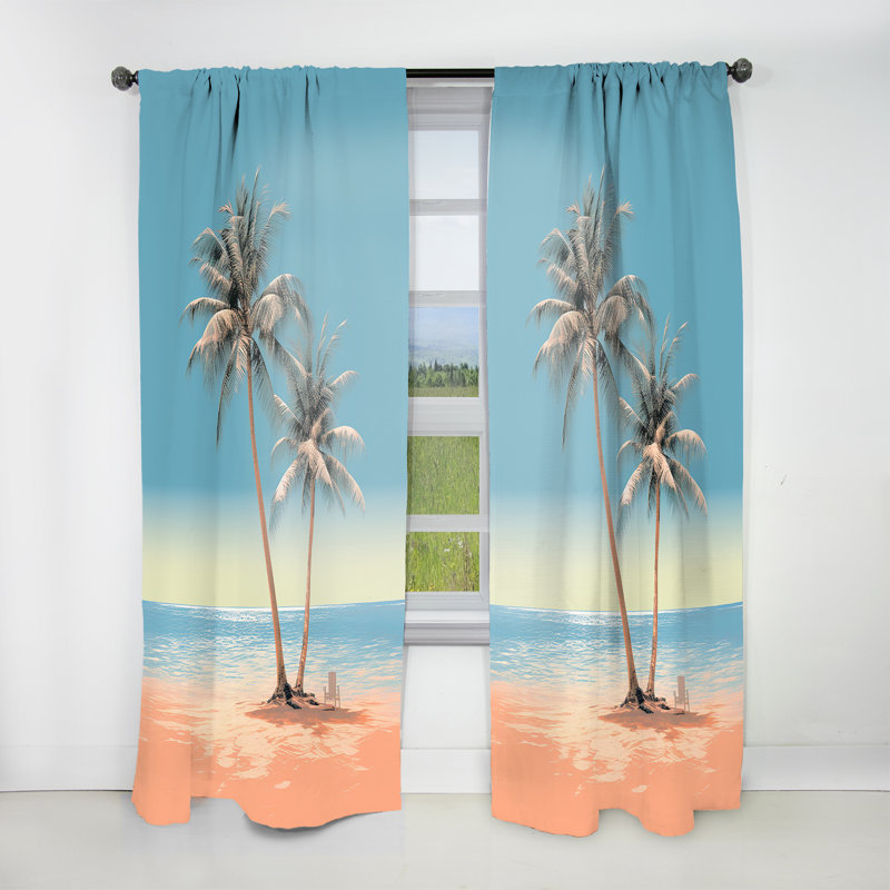 Aristodemos Deserted Island Pearl Paradise serenity - Traditional Curtain - Velvet Room Darkening - 1 panel, 52" W x 95" L