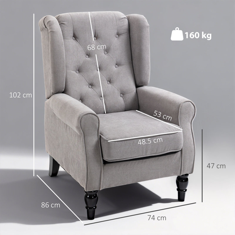 Brosnan Upholstered Wingback Chair, Grey