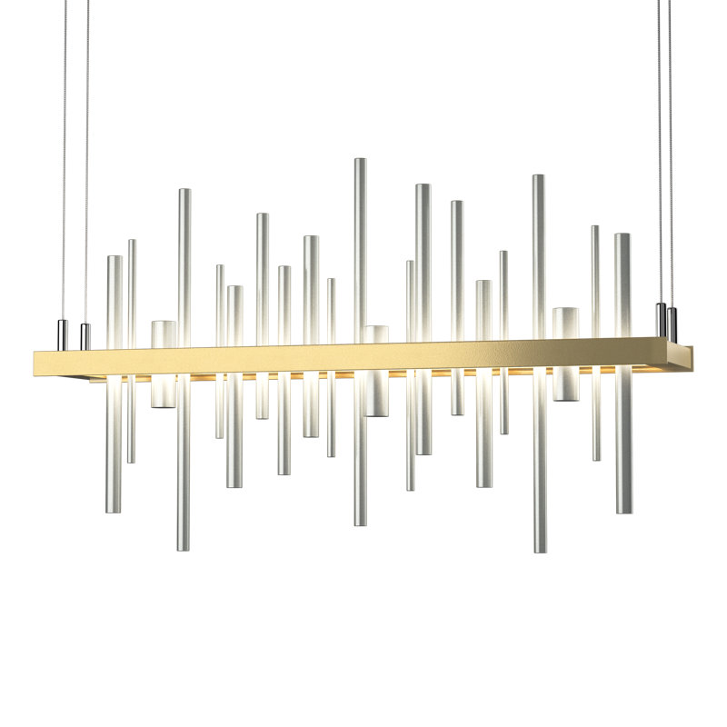 Cityscape 1 - Light Kitchen Island Linear LED Pendant, Vintage Platinum, Modern Brass