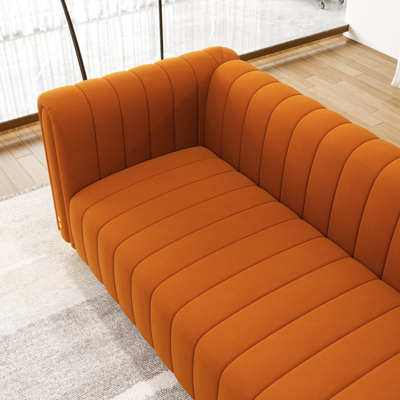 Roswitha 81.3'' Velvet Sofa, Orange