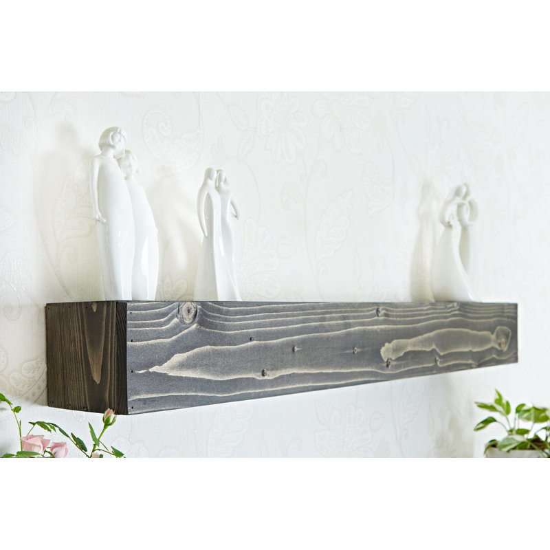 Iulger Floating Shelf with Reclaimed Wood, 7.5cm H x 56cm W x 14.5cm D, Ebony Black
