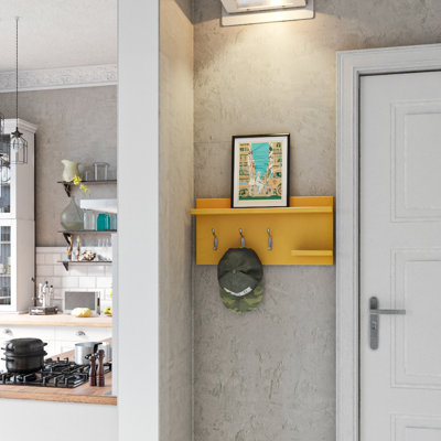 2 Piece Floating Shelf with Hooks