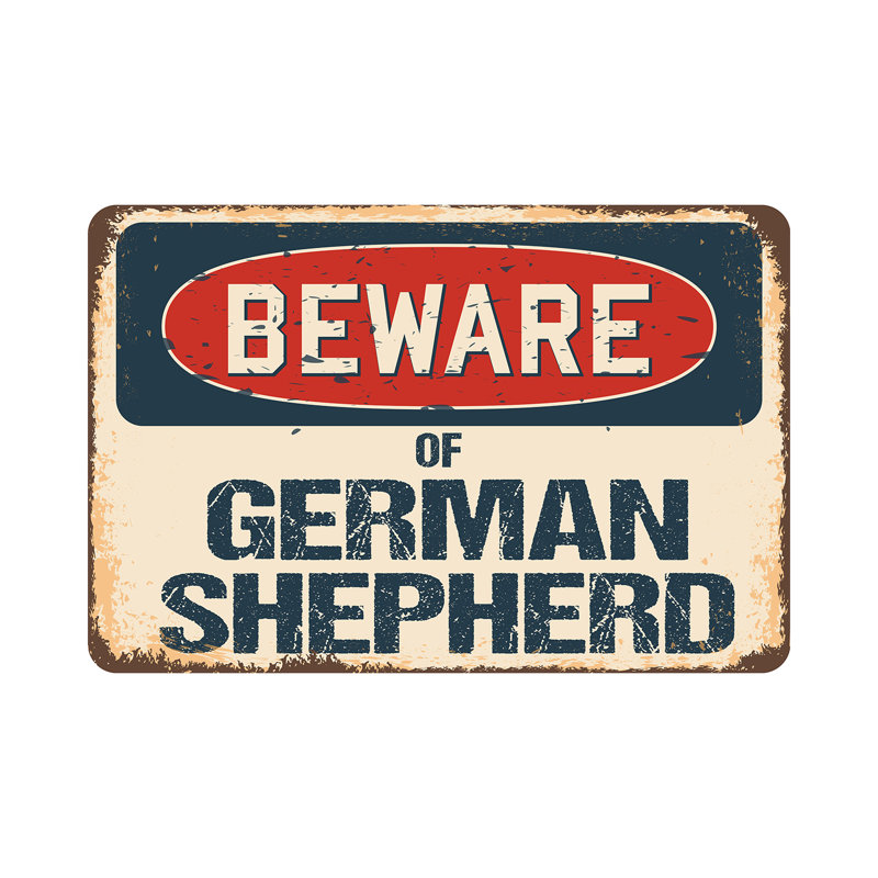 Attention au berger allemand, H 5 po x l 7 po x P 0,1 po